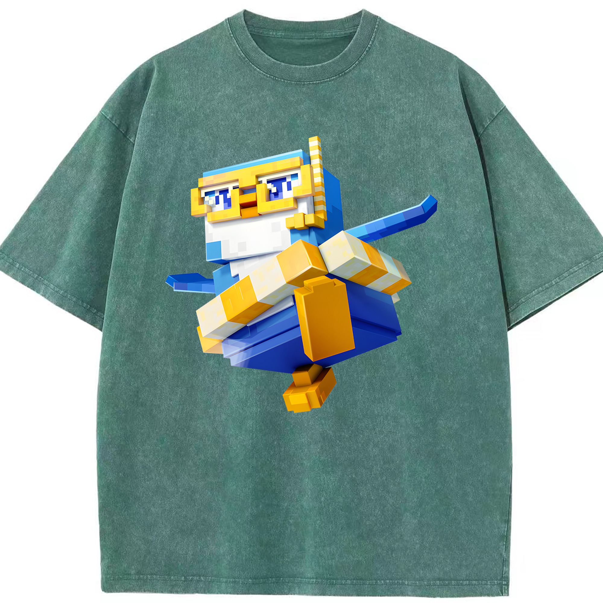 （画像用） マインクラフト ブロックの世界 Minecraft MC Block world 綿100% ヴィンテージ風 半袖Tシャツ（フロントプリント）